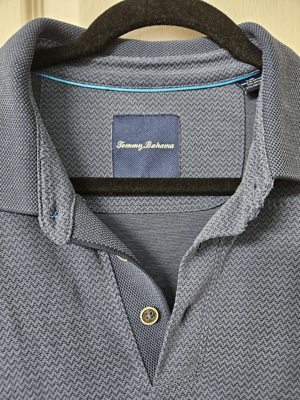 Tommy Bahama Men's Textured Slate Blue Polo w/ long sleeves
